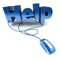 Image of a "Help" sign with an old corded computer mouse
